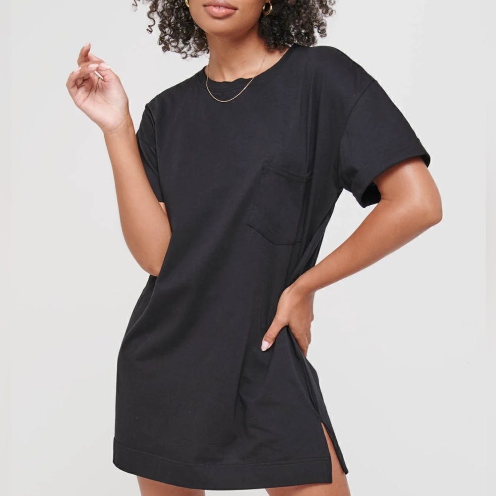 🔥easy standard Relaxed T-Shirt Dress sz Large black New